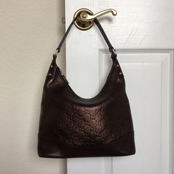 Gucci Guccissima Bronze Leather Hobo - Picture 1 of 8